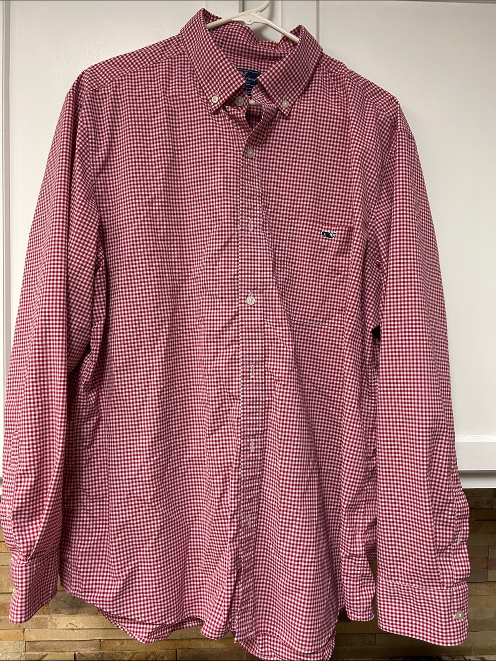 Vineyard Vines Men's Red Gingham Button-Down Shirt